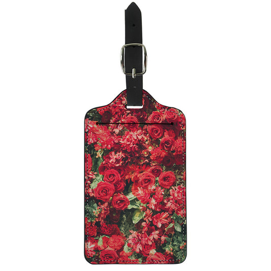 Red Rose Flower Print Luggage Tag
