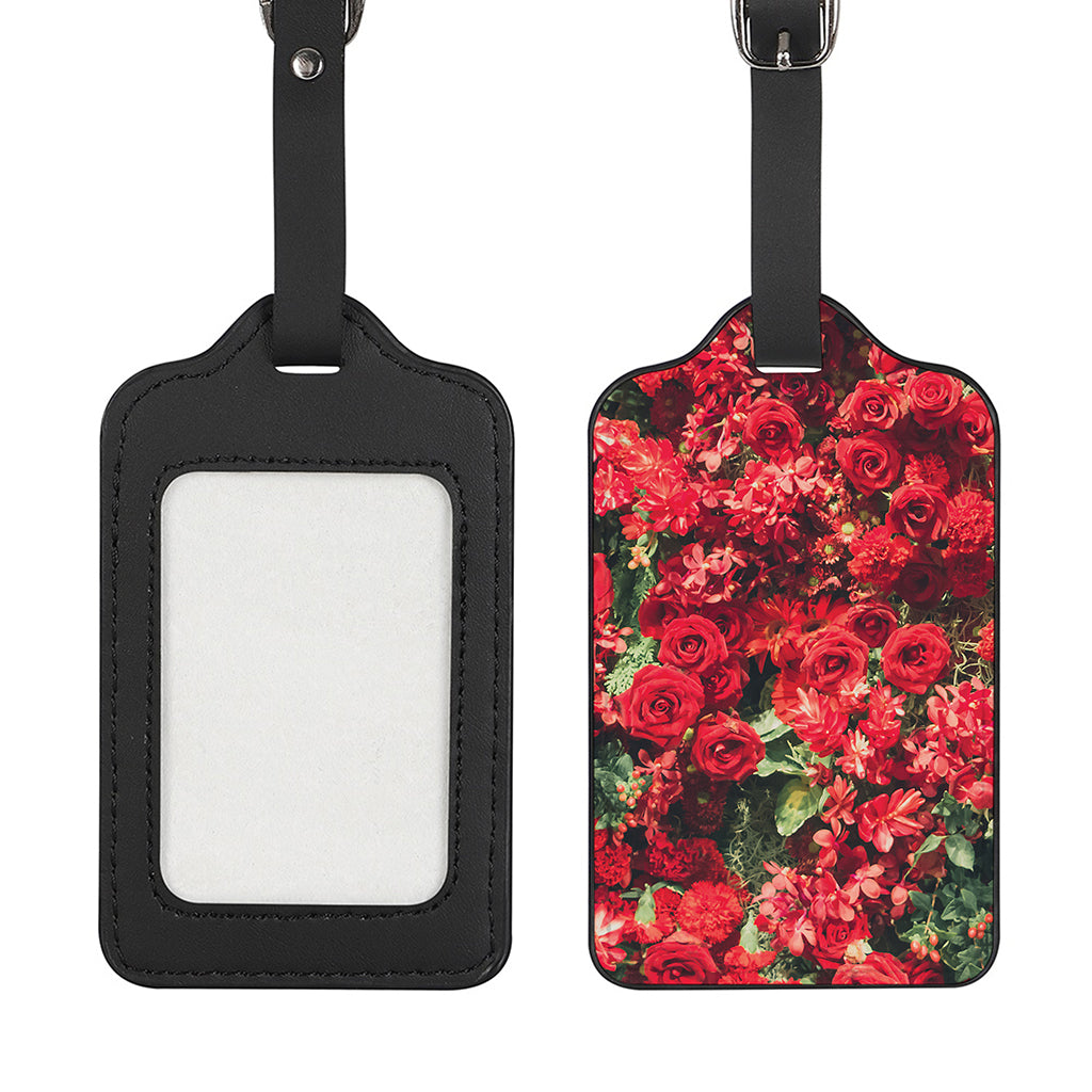 Red Rose Flower Print Luggage Tag