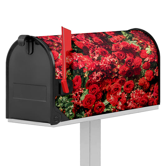 Red Rose Flower Print Mailbox Cover