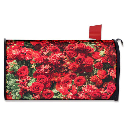Red Rose Flower Print Mailbox Cover