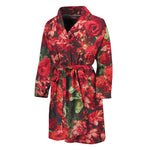 Red Rose Flower Print Men's Bathrobe