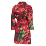 Red Rose Flower Print Men's Bathrobe