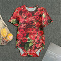 Red Rose Flower Print Men's Bodysuit