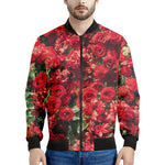 Red Rose Flower Print Men's Bomber Jacket
