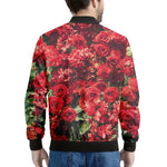 Red Rose Flower Print Men's Bomber Jacket