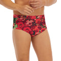 Red Rose Flower Print Men's Briefs