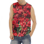Red Rose Flower Print Men's Fitness Tank Top