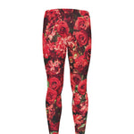 Red Rose Flower Print Men's leggings