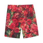 Red Rose Flower Print Men's Sports Shorts