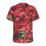 Red Rose Flower Print Men's Sports T-Shirt