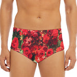 Red Rose Flower Print Men's Triangle Swim Briefs