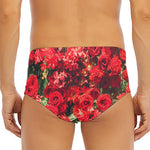 Red Rose Flower Print Men's Triangle Swim Briefs
