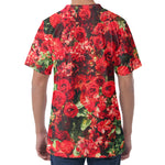 Red Rose Flower Print Men's Velvet T-Shirt