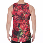 Red Rose Flower Print Men's Velvet Tank Top