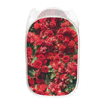 Red Rose Flower Print Mesh Laundry Hamper