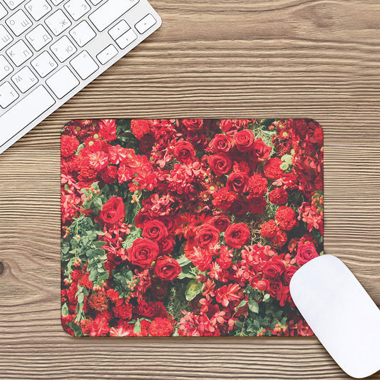Red Rose Flower Print Mouse Pad