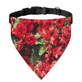 Red Rose Flower Print Over The Collar Dog Bandana