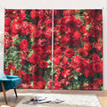 Red Rose Flower Print Pencil Pleat Curtains