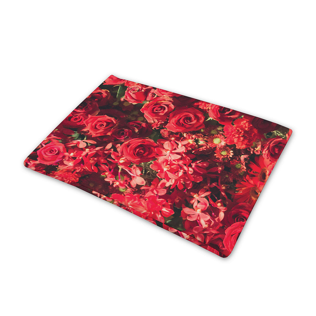Red Rose Flower Print Pet Cooling Mat Cover