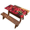 Red Rose Flower Print Picnic Table Cover
