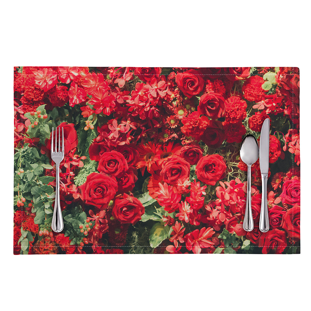 Red Rose Flower Print Placemat