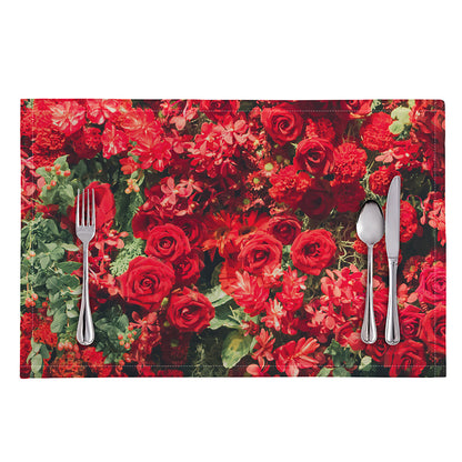 Red Rose Flower Print Placemat