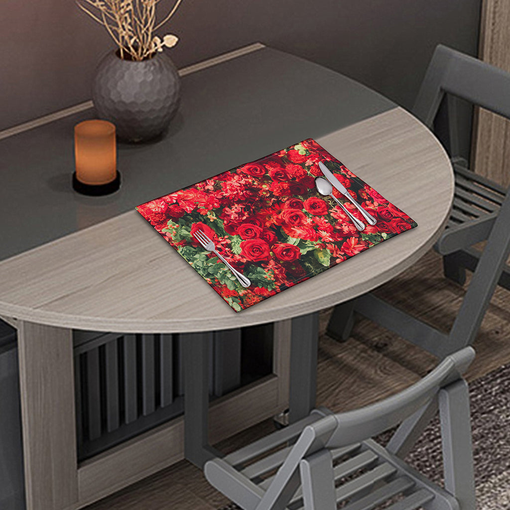 Red Rose Flower Print Placemat