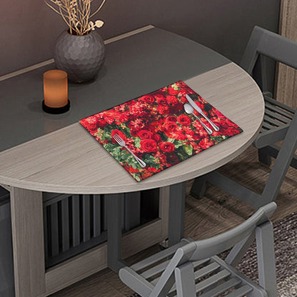 Red Rose Flower Print Placemat