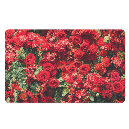 Red Rose Flower Print Polyester Doormat