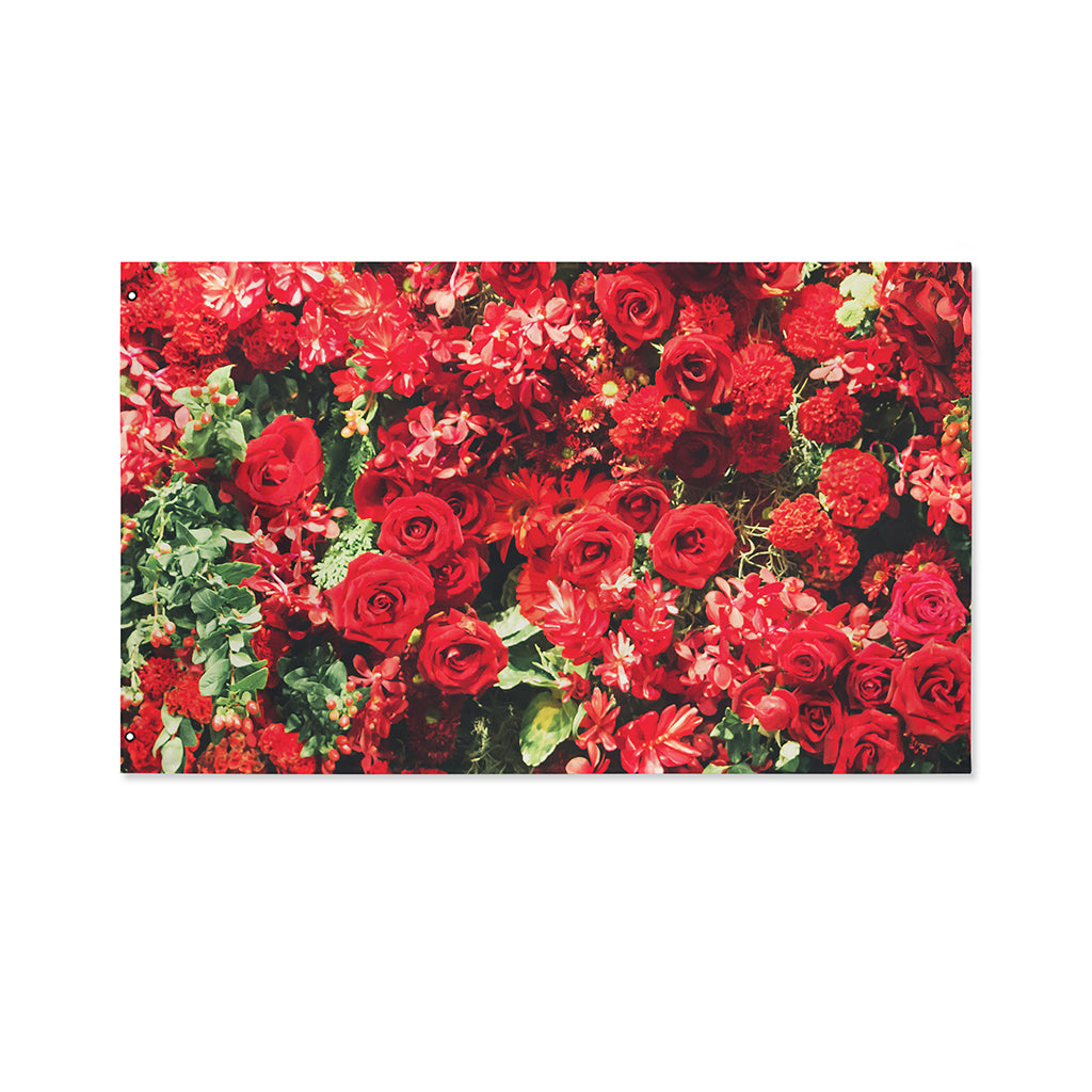 Red Rose Flower Print Polyester Flag