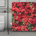 Red Rose Flower Print Polyester Shower Curtain