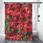 Red Rose Flower Print Premium Shower Curtain
