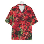 Red Rose Flower Print Rayon Hawaiian Shirt