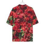 Red Rose Flower Print Rayon Hawaiian Shirt