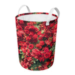 Red Rose Flower Print Round Laundry Basket
