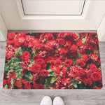 Red Rose Flower Print Rubber Doormat