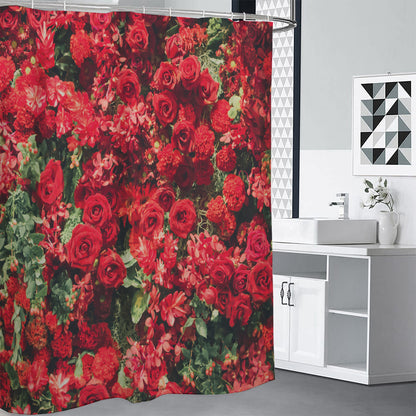 Red Rose Flower Print Shower Curtain