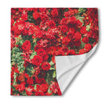 Red Rose Flower Print Silk Bandana
