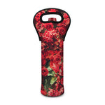 Red Rose Flower Print Single Neoprene Wine Tote