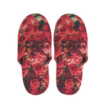 Red Rose Flower Print Slippers