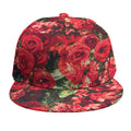Red Rose Flower Print Snapback Cap