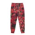 Red Rose Flower Print Sweatpants