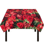 Red Rose Flower Print Tablecloth