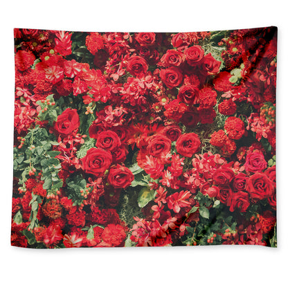 Red Rose Flower Print Tapestry