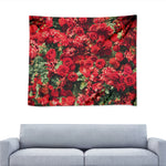 Red Rose Flower Print Tapestry