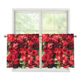 Red Rose Flower Print Tier Curtains