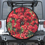 Red Rose Flower Print Tire Cover With Camera Hole
