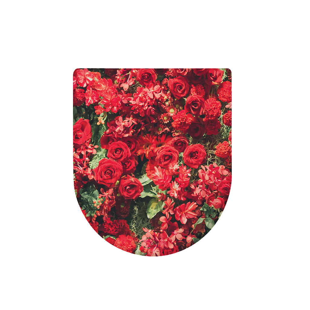 Red Rose Flower Print Toilet Lid Cover