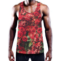 Red Rose Flower Print Men's Workout Tank Top