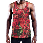 Red Rose Flower Print Training Tank Top
